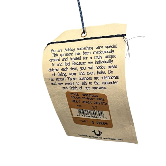 True Religion NWT Vintage Y2K Blue Bling Pocket Jeans Size 27 W32572L22 Women's - Picture 5 of 7